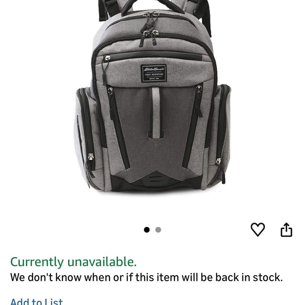 Eddie Bauer Charcoal diaper bag